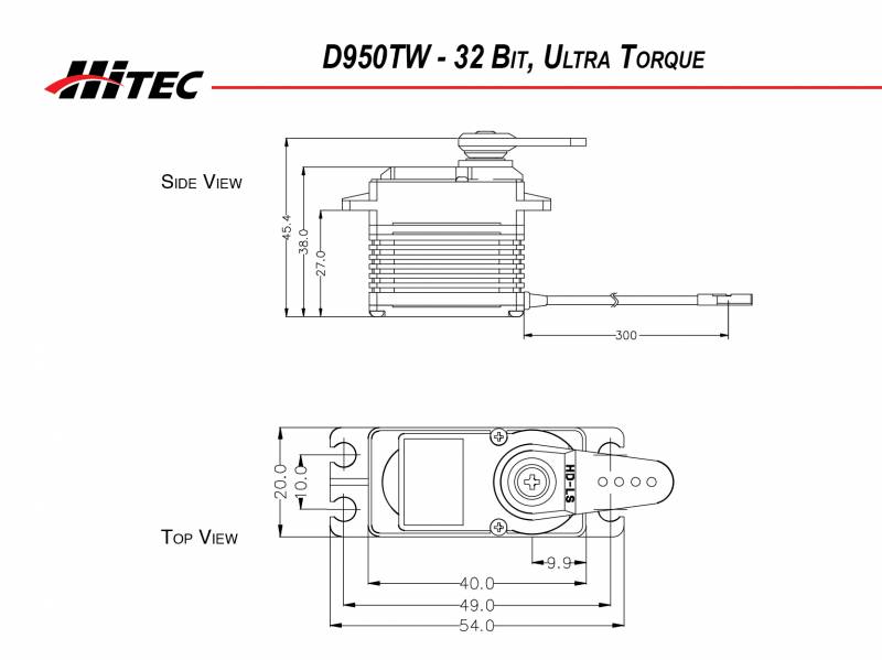 Hitec D-950TW 32-Bit, Ultra Torque Titanium Gear Servo - Click Image to Close