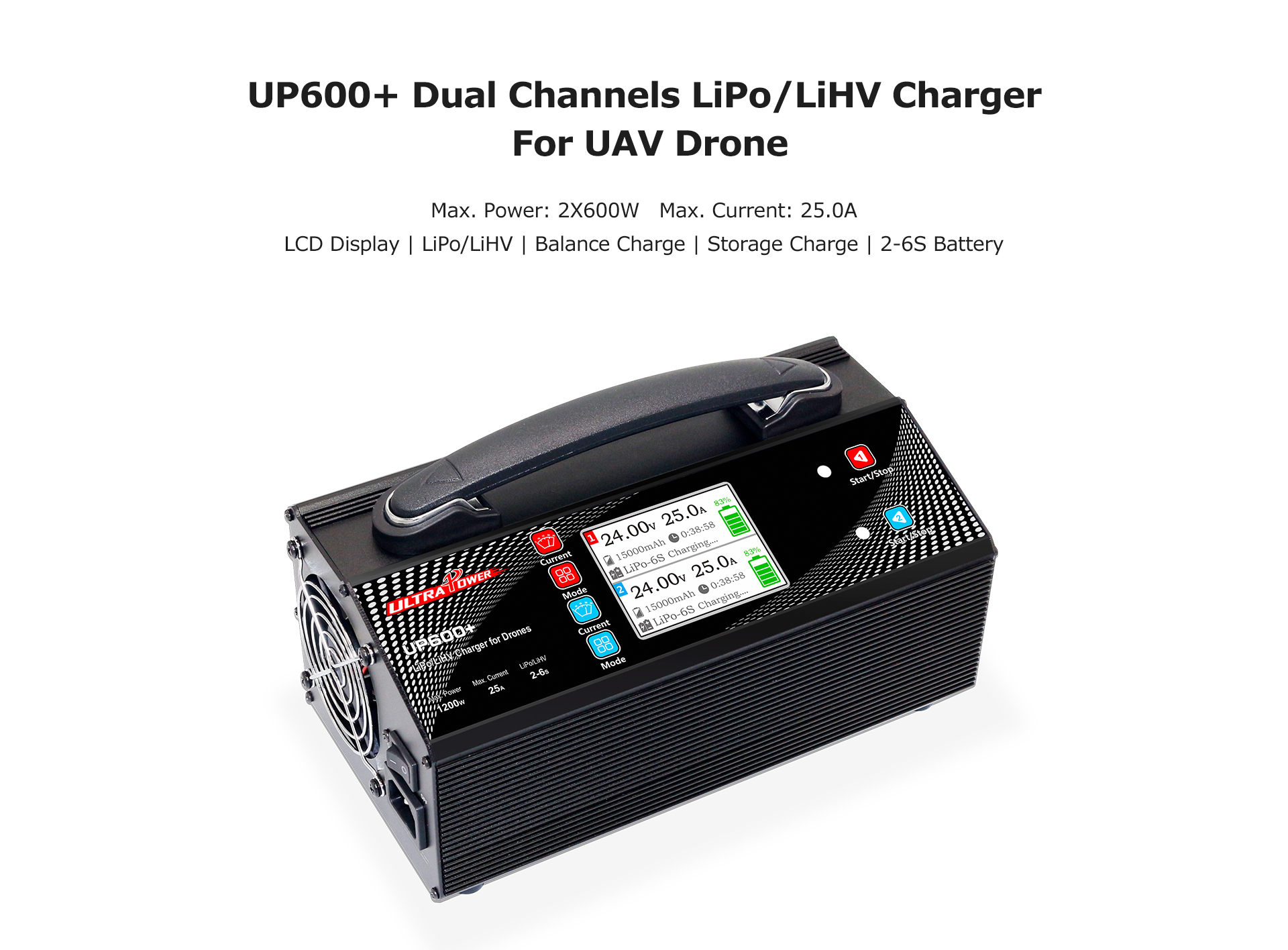 UP600+2X600W 25A 2-6S Battery UAV Drone Charger