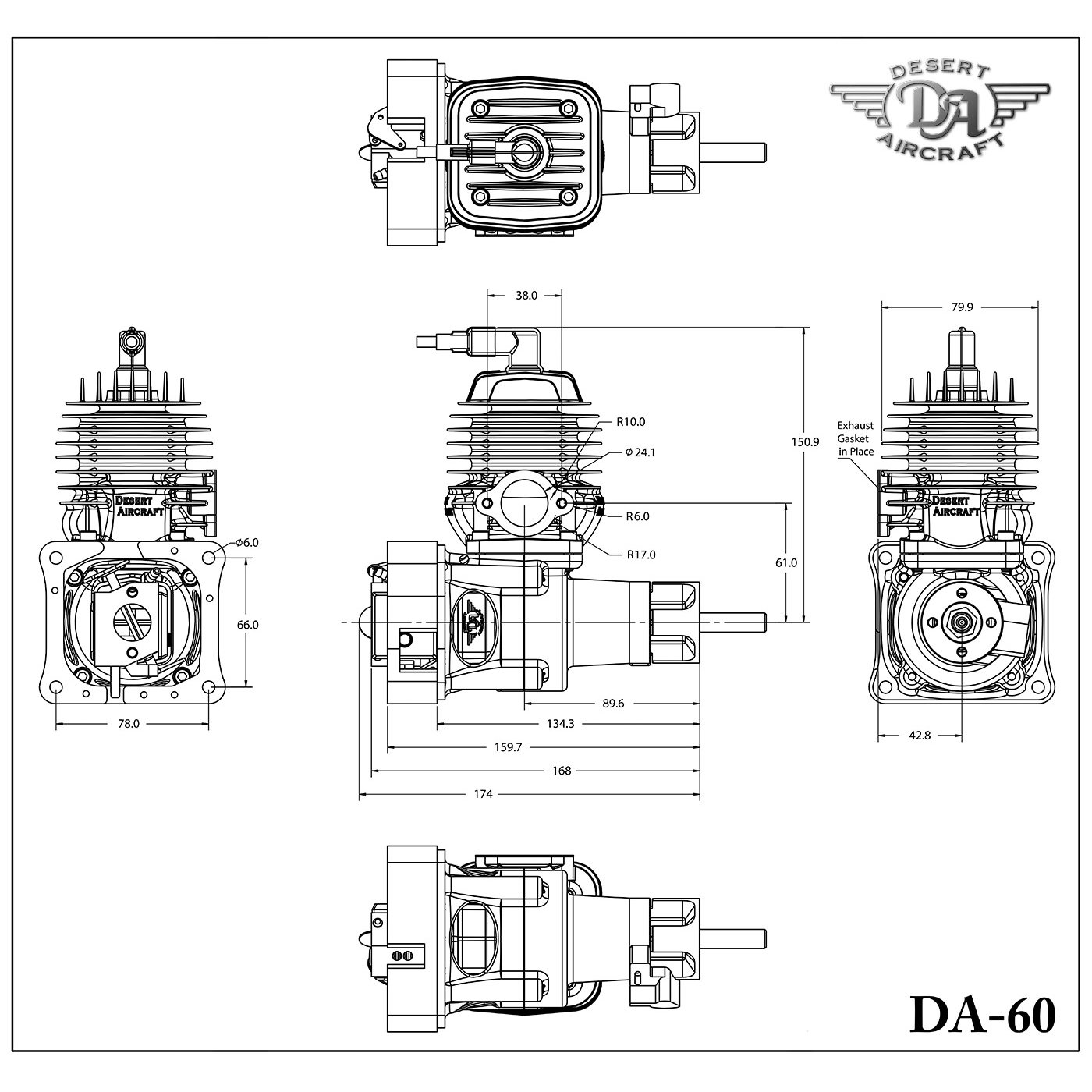 Desert Aircraft 60cc Single Petrol Engine - DA-60 - Click Image to Close